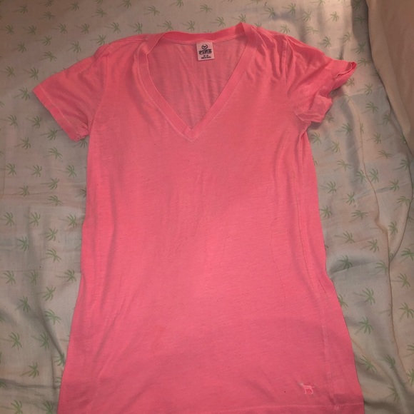PINK Victoria's Secret Tops - Pink Victoria’s Secret neon pink v-neck